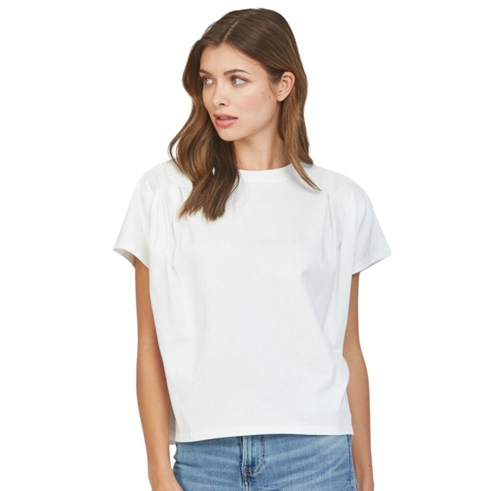 Crewneck Pintuck Detailed Lace Backed Shirt